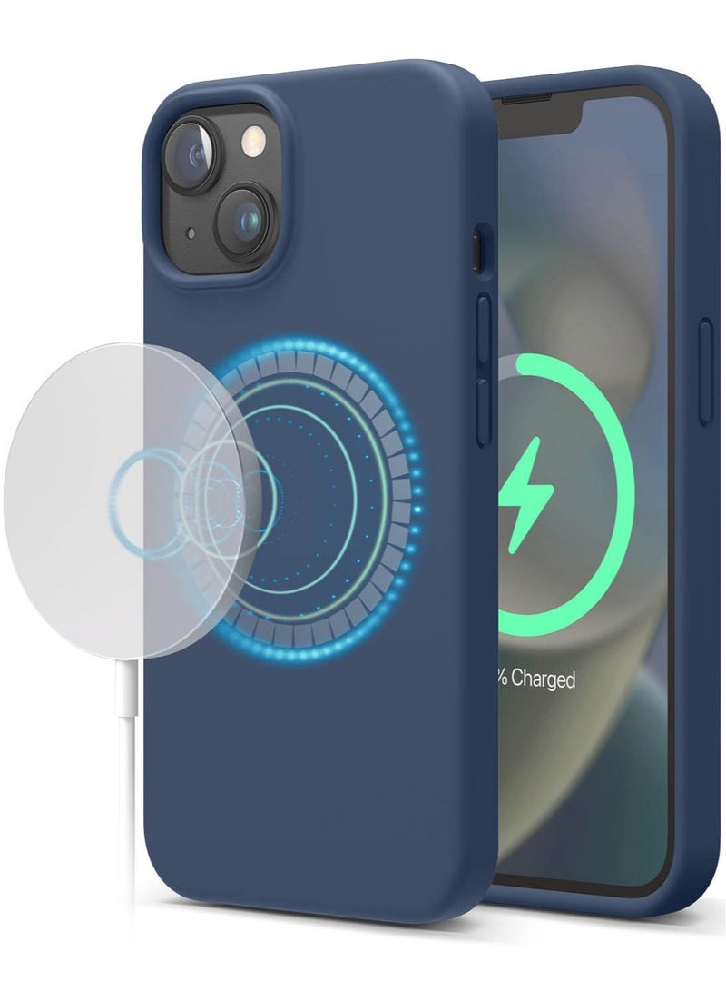 Elago Silicone Shockproof iPhone 14 Case Cover with MagSafe - Jean Indigo - Image 1