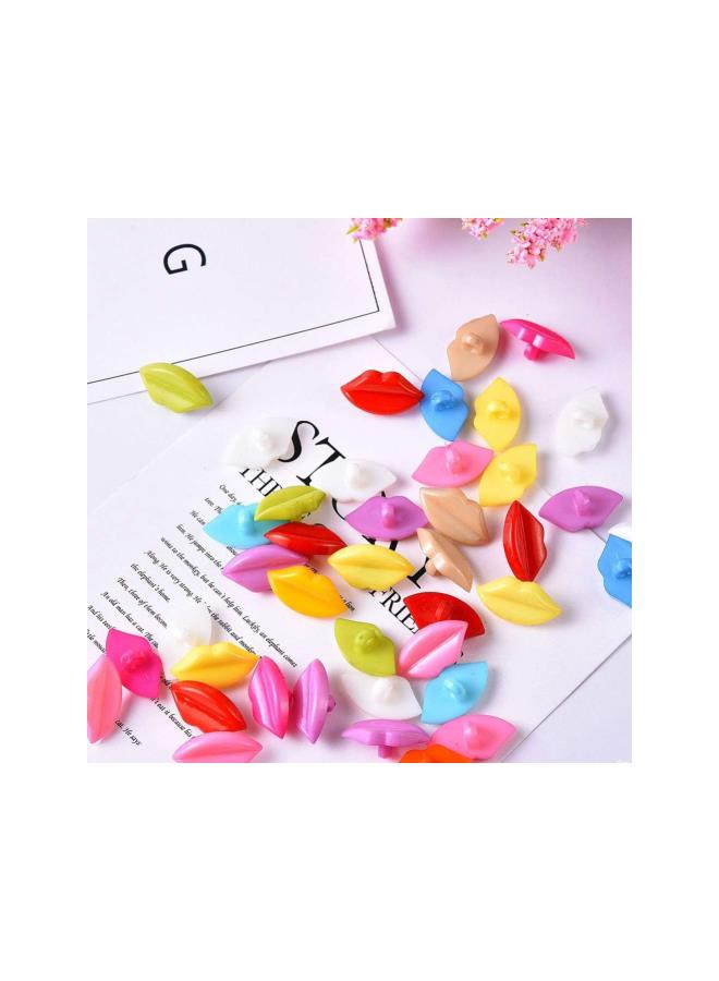 klarako 100pcs Plastic Buttons Multicolor Lip Shaped Buttons Decorative Buttons Sew on Buttons for DIY Sewing Crafting Clothing (Random Color) - Image 2
