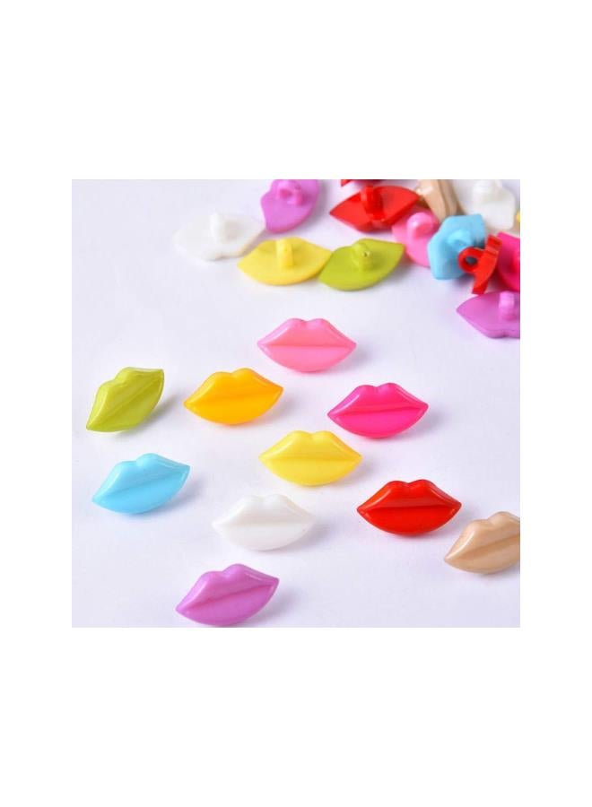 klarako 100pcs Plastic Buttons Multicolor Lip Shaped Buttons Decorative Buttons Sew on Buttons for DIY Sewing Crafting Clothing (Random Color) - Image 3