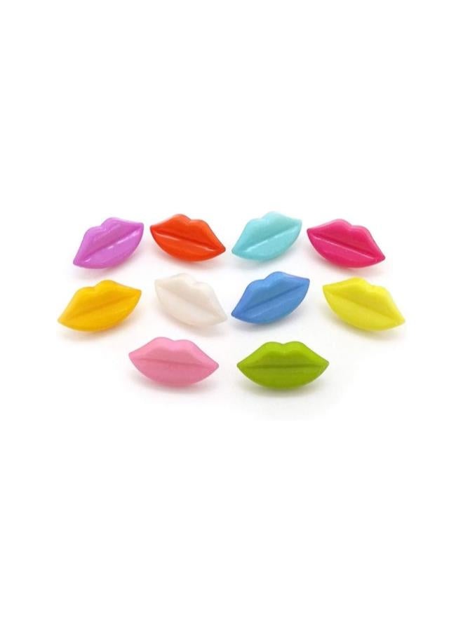 klarako 100pcs Plastic Buttons Multicolor Lip Shaped Buttons Decorative Buttons Sew on Buttons for DIY Sewing Crafting Clothing (Random Color) - Image 4