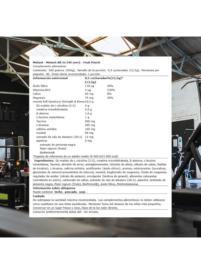 Mutant Madness All-In - Full-Dose Pre-Workout Furit Punch 500G