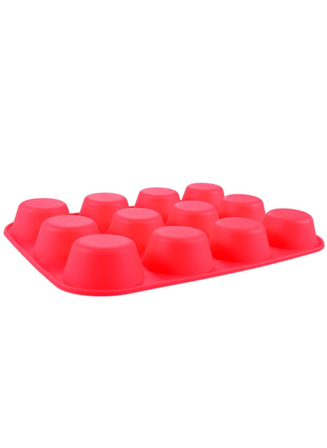 Generic - Silicone DIY 12-grids Mold 12-piece Silicone Cake Mold Factory Direct Supply Egg Tart Baking Mold-Specifications:Mixed Color-Color:Blue - Image 1