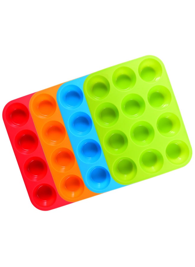Generic - Silicone DIY 12-grids Mold 12-piece Silicone Cake Mold Factory Direct Supply Egg Tart Baking Mold-Specifications:Mixed Color-Color:Blue - Image 1