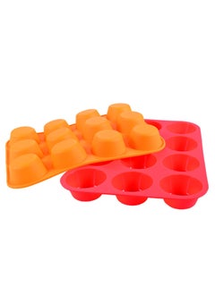 Silicone DIY 12-grids Mold 12-piece Silicone Cake Mold Factory Direct Supply Egg Tart Baking Mold-Specifications:Mixed Color-Color:Blue