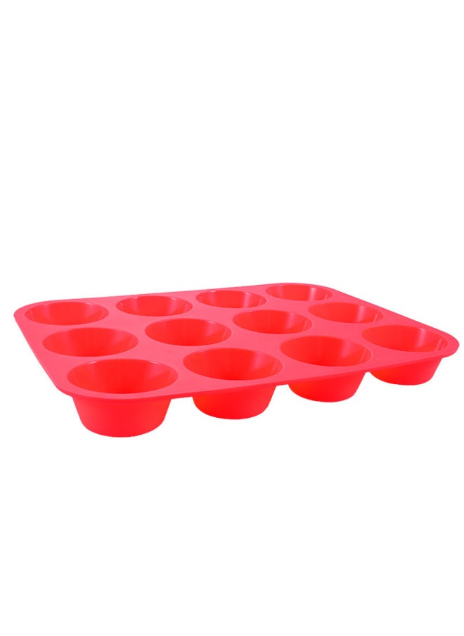 Generic - Silicone DIY 12-grids Mold 12-piece Silicone Cake Mold Factory Direct Supply Egg Tart Baking Mold-Specifications:Mixed Color-Color:Blue - Image 1