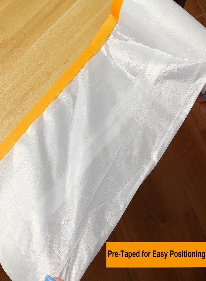 AConnet Pre-Taped Masking Film 13ft x 130ft Painters Plastic Sheeting Roll, Clear Plastic Sheeting Cover Plastics Drop Cloths for Painting, Automotive Appliance (2 Rolls, 65ft Per Roll) - Image 3