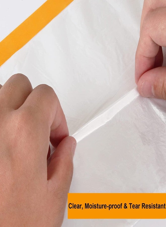 AConnet Pre-Taped Masking Film 13ft x 130ft Painters Plastic Sheeting Roll, Clear Plastic Sheeting Cover Plastics Drop Cloths for Painting, Automotive Appliance (2 Rolls, 65ft Per Roll) - Image 4