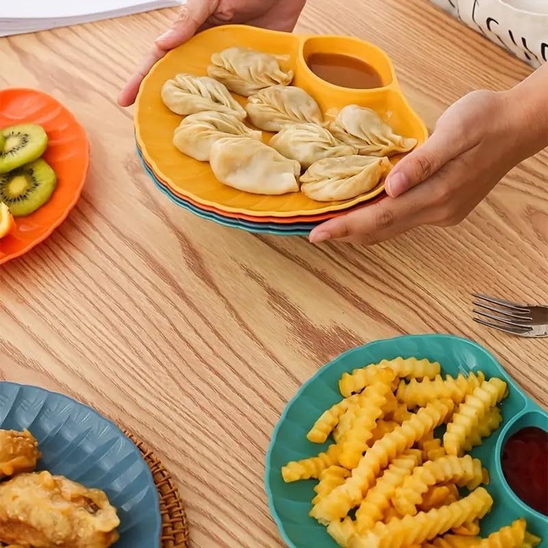 KitchEase Shell-Shaped Chips & Dip Plates | Lightweight Divided Wheat Straw Dish | Dishwasher & Microwave Safe Serving Tray for Snacks, Appetizers | Ideal for Parties & Family Gatherings - (Blue) - Image 5
