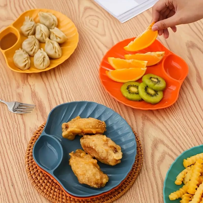 KitchEase Shell-Shaped Chips & Dip Plates | Lightweight Divided Wheat Straw Dish | Dishwasher & Microwave Safe Serving Tray for Snacks, Appetizers | Ideal for Parties & Family Gatherings - (Blue) - Image 3
