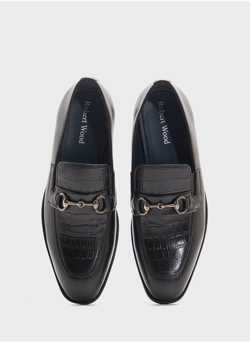 Robert Wood Croc Emboss Formal Slip Ons  - Image 4