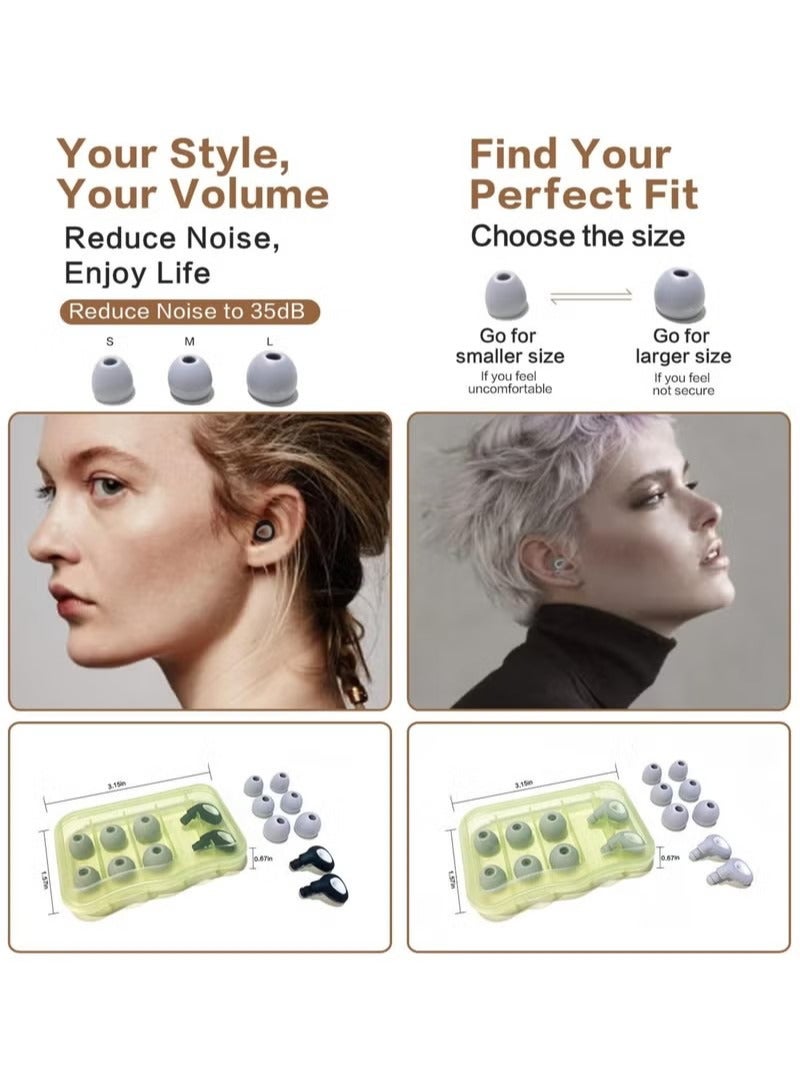 Coconut EarPlugs for Sleeping Noise Cancelling Reduction Ear Plugs for Concert Swimming Ear Plugs, Reusable Soft Silicone Ear Plugs for Kids Adults 6 Ear Tips in S/M/L Hearing Protection (Grey)  - Image 4