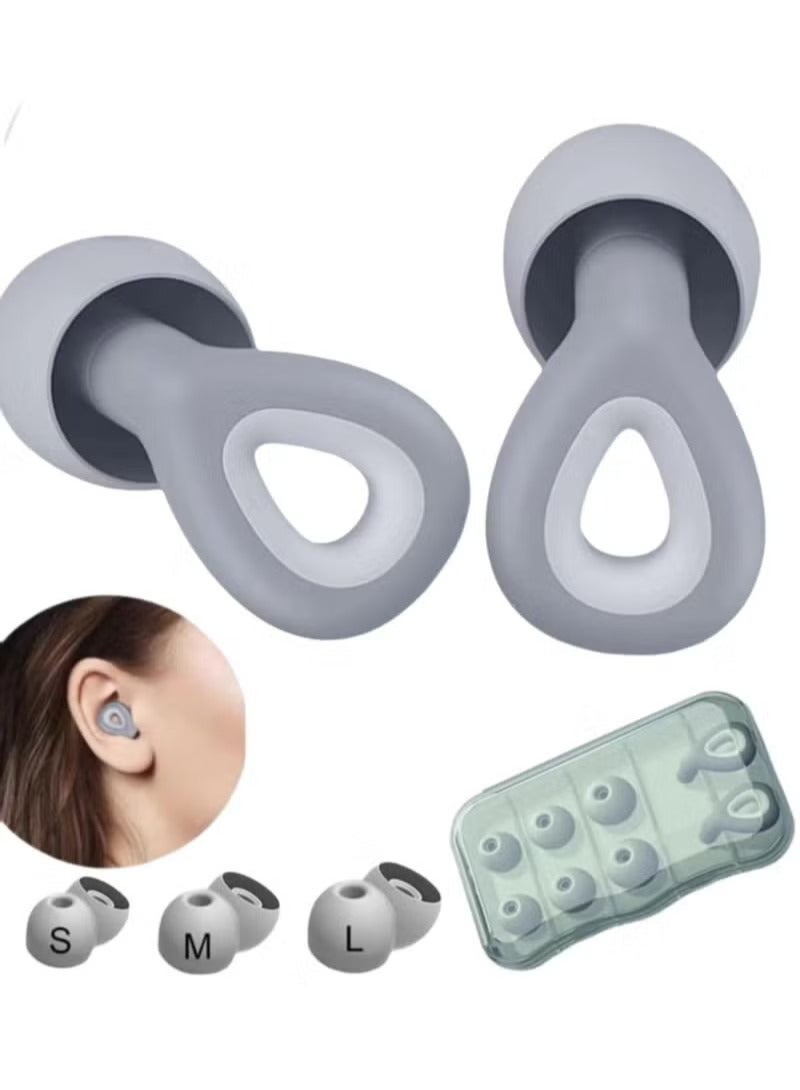 Coconut EarPlugs for Sleeping Noise Cancelling Reduction Ear Plugs for Concert Swimming Ear Plugs, Reusable Soft Silicone Ear Plugs for Kids Adults 6 Ear Tips in S/M/L Hearing Protection (Grey)  - Image 1