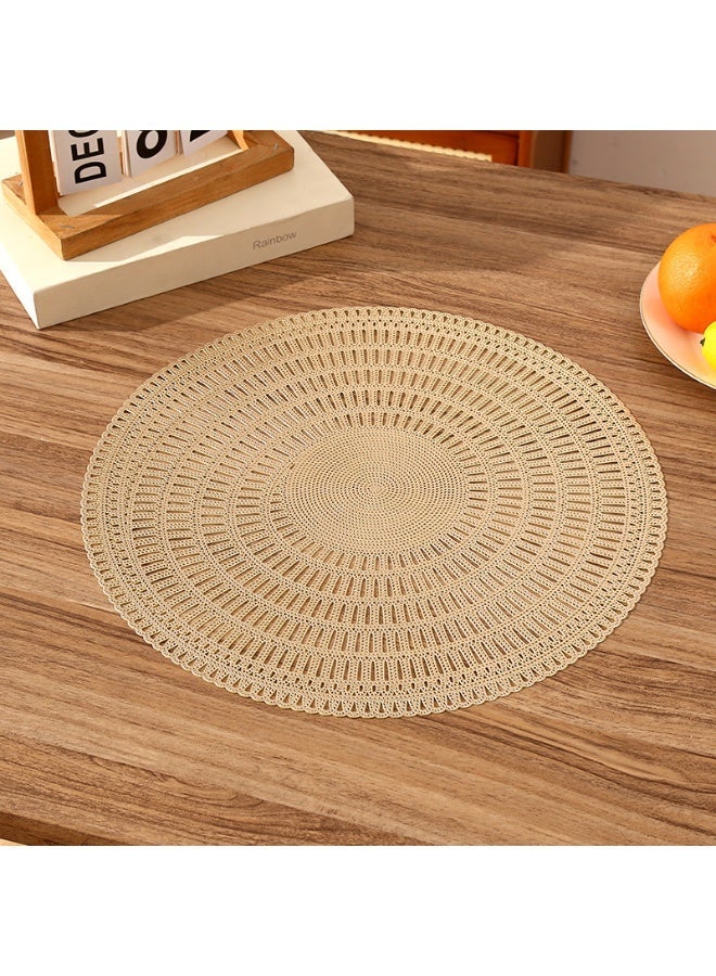 حصيرة طعام دائرية من PVC مع فتحة، حصيرة طعام فرنسية رومانسية مقاومة للحرارة للاستخدام المنزلي والمطاعم - Image 1