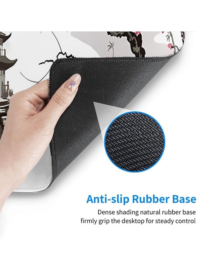 Generic - Large Gaming Mouse Pad with Stitched Edges, Japanese Pagoda and Cherry Blossom BranchDesk Mat, Extended XL Mousepad with Anti-Slip Base, Cool Desk Pad for Keyboard and Mouse(800mm*300mm*3mm) - Image 1
