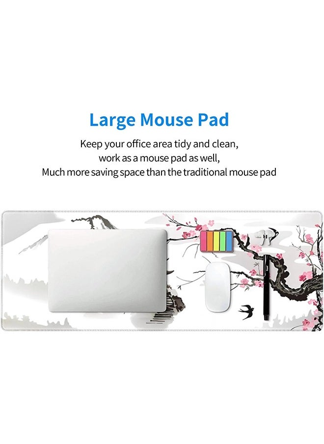 Generic - Large Gaming Mouse Pad with Stitched Edges, Japanese Pagoda and Cherry Blossom BranchDesk Mat, Extended XL Mousepad with Anti-Slip Base, Cool Desk Pad for Keyboard and Mouse(800mm*300mm*3mm) - Image 1