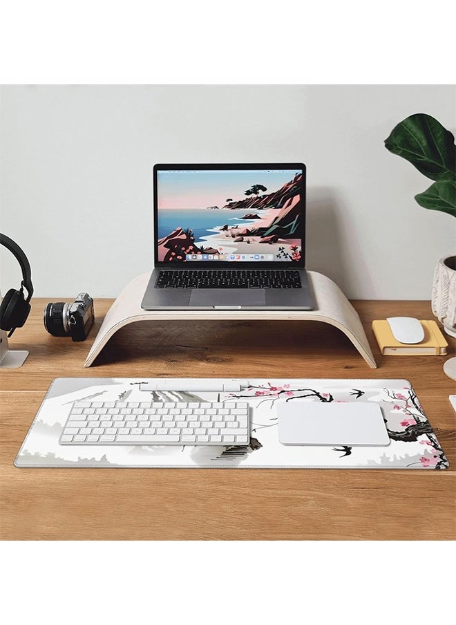 Generic - Large Gaming Mouse Pad with Stitched Edges, Japanese Pagoda and Cherry Blossom BranchDesk Mat, Extended XL Mousepad with Anti-Slip Base, Cool Desk Pad for Keyboard and Mouse(800mm*300mm*3mm) - Image 1