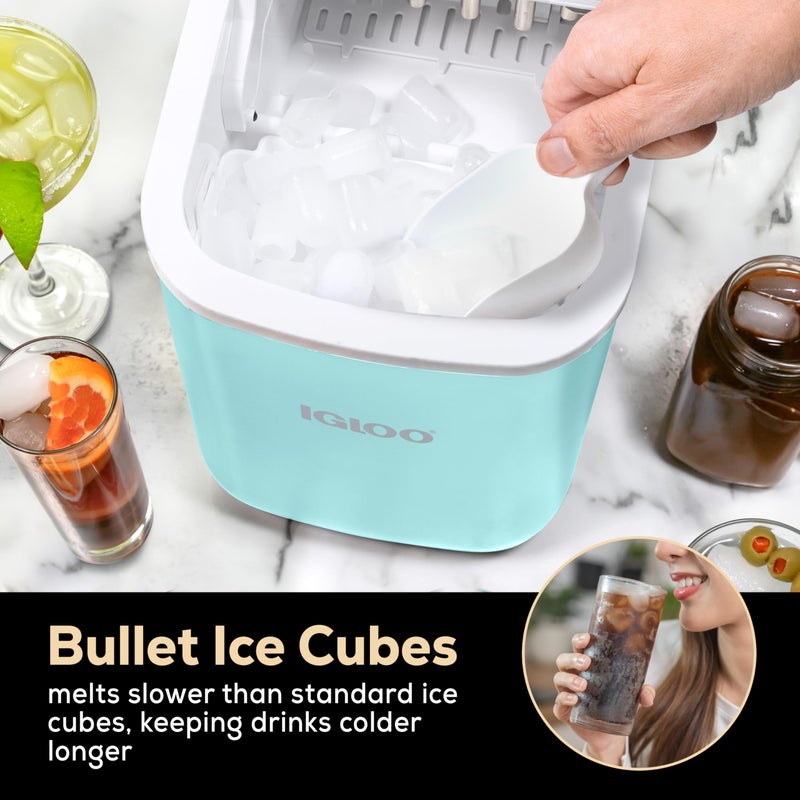 Igloo Automatic Self-Cleaning Portable Electric Countertop Ice Maker Machine with Handle, 26 Pounds in 24 Hours, 9 Ice Cubes Ready in 7 Minutes, with Ice Scoop and Basket - Image 5