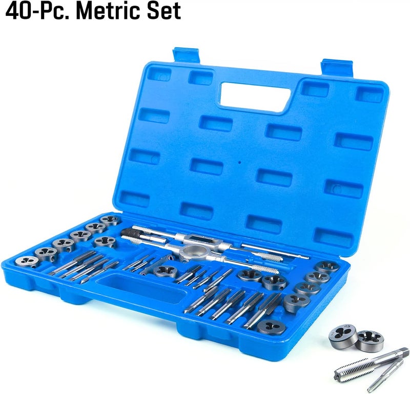 EFFICERE 80-Piece Premium SAE and Metric Tap and Die Set - SAE Inch Size #4 to 1/2” and Metric Size M3 to M12, with Coarse, Fine and Pipe Threads | Essential Threading Kit with Complete Handles and Accessories - Image 4