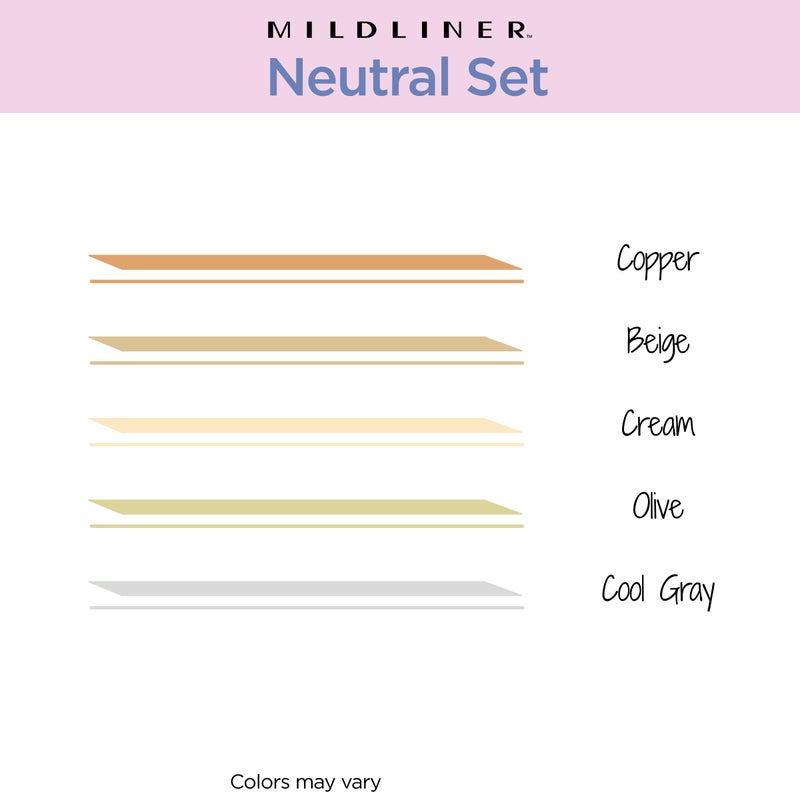 Zebra Pen Mildliner Dual-Tip Highlighter Set, Broad and Fine Tips, No Bleed, Ideal for Bible Highlighting, Giftable Art Supplies and Teacher Gifts, Assorted Neutral Vintage Ink Colors, 5-Pack (78605) - Image 3