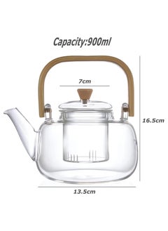 TOMSHOO Glass Teapot with Infuser,Tea Pot Stovetop Safe,Coffee Kettle with Removable Strainer,Suitable for Blooming Tea & Loose Leaf Tea Maker (teapot：900ml)  - Image 2