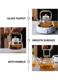 TOMSHOO Glass Teapot with Infuser,Tea Pot Stovetop Safe,Coffee Kettle with Removable Strainer,Suitable for Blooming Tea & Loose Leaf Tea Maker (teapot：900ml)  - Image 3