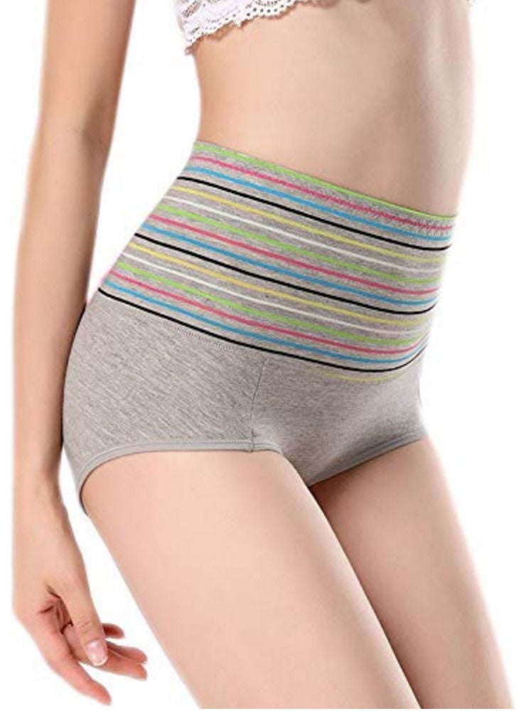 Glamroot Women's Cotton Spandex High Waist Tummy Control Panty Black/Grey, Pack Of 2 - Image 2