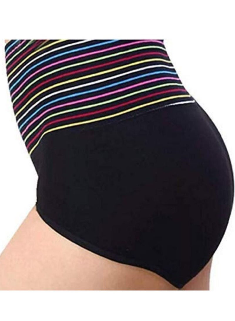 Glamroot Women's Cotton Spandex High Waist Tummy Control Panty Black/Grey, Pack Of 2 - Image 5