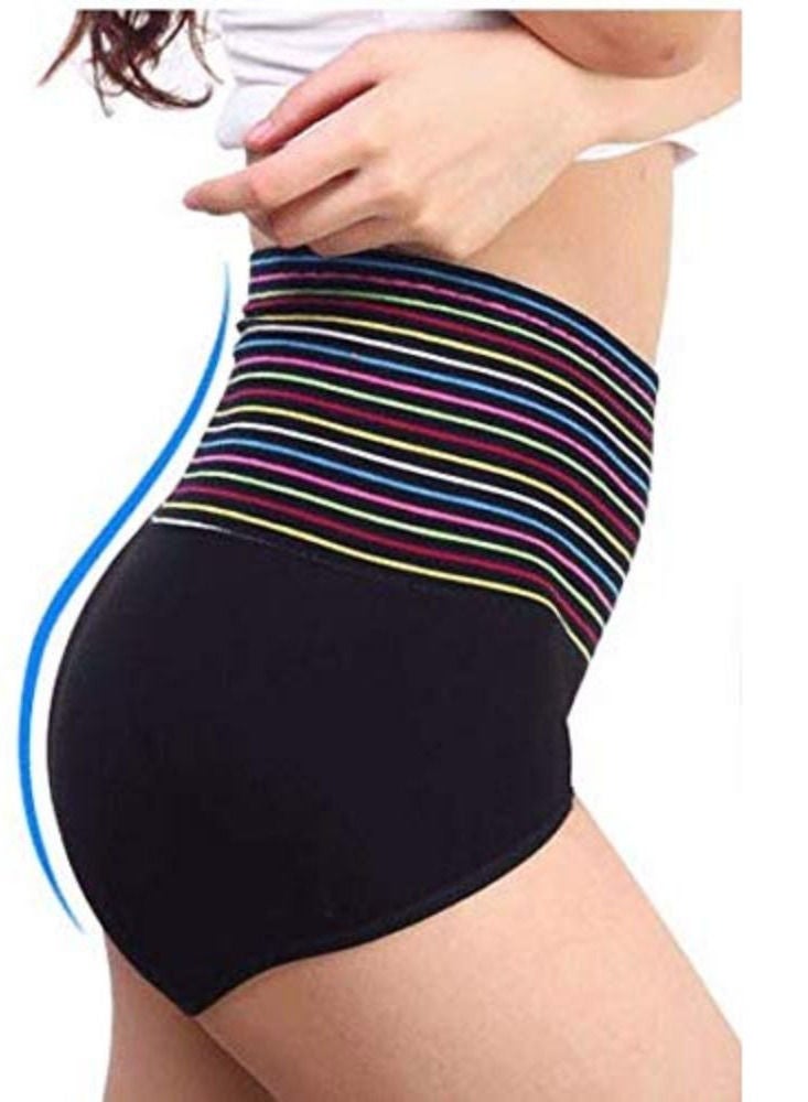 Glamroot Women's Cotton Spandex High Waist Tummy Control Panty Black/Grey, Pack Of 2 - Image 4