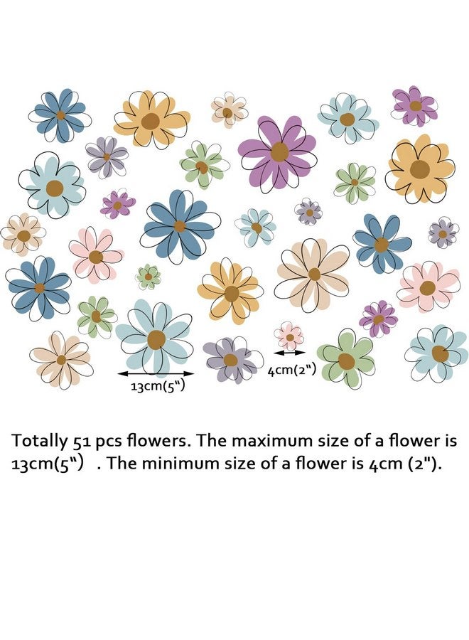 Runtoo Daisy Wall Decals Floral Boho Flower Wall Art Stickers for Girls Bedroom Nursery Kids Wall Decor - Image 4