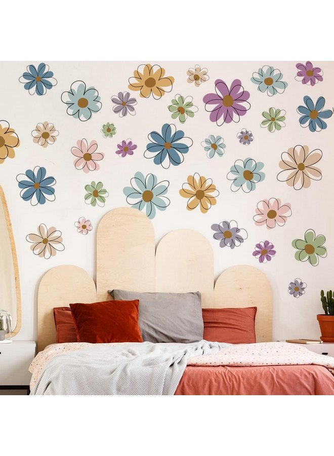Runtoo Daisy Wall Decals Floral Boho Flower Wall Art Stickers for Girls Bedroom Nursery Kids Wall Decor - Image 2