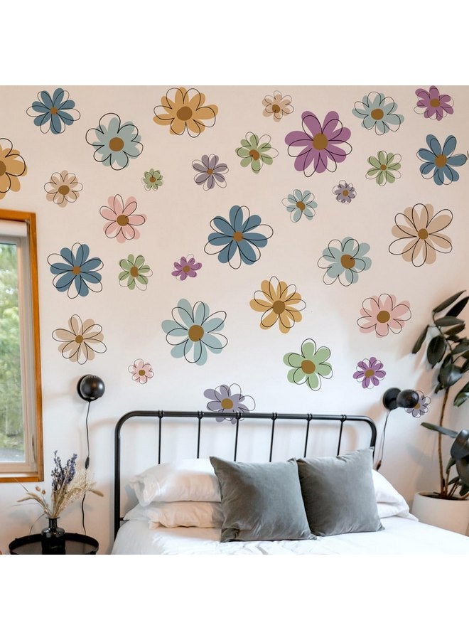 Runtoo Daisy Wall Decals Floral Boho Flower Wall Art Stickers for Girls Bedroom Nursery Kids Wall Decor - Image 3