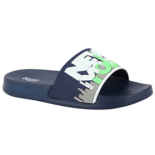 WELCOME Unisex-Child Kids Flip-Flop Soft Comfortable Indoor & Outdoor Slippers Stylish Non-Slip Slide Home Casual Chappals For Boys & Girls, K-NEWYORK-NVY_3, Navy - Image 1