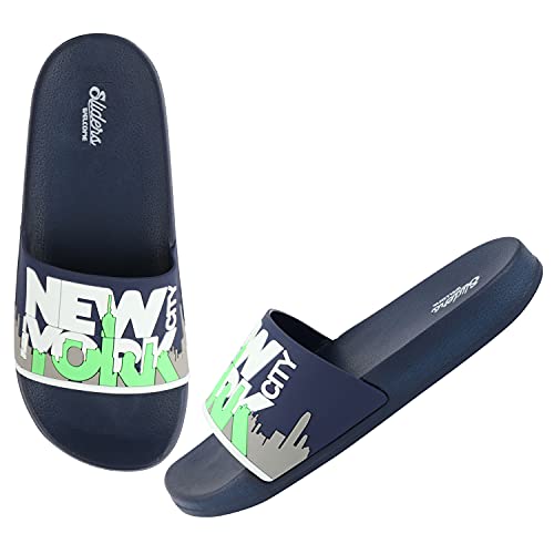 WELCOME Unisex-Child Kids Flip-Flop Soft Comfortable Indoor & Outdoor Slippers Stylish Non-Slip Slide Home Casual Chappals For Boys & Girls, K-NEWYORK-NVY_3, Navy - Image 2