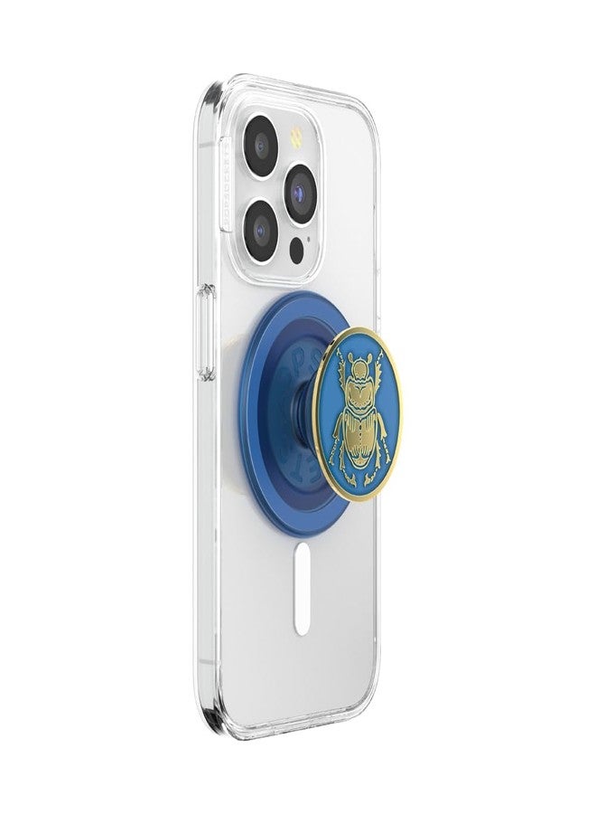 بوب سوكيتس قبضة هاتف PopSockets لـ MagSafe مع مسند، حامل مغناطيسي، جزء علوي قابل للتبديل، تثبيت آمن لحافظات iPhone MagSafe، قبضة الهاتف والجهاز اللوحي - Enamel Scarab - Image 1