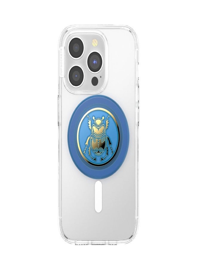 بوب سوكيتس قبضة هاتف PopSockets لـ MagSafe مع مسند، حامل مغناطيسي، جزء علوي قابل للتبديل، تثبيت آمن لحافظات iPhone MagSafe، قبضة الهاتف والجهاز اللوحي - Enamel Scarab - Image 3