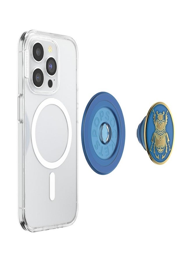 بوب سوكيتس قبضة هاتف PopSockets لـ MagSafe مع مسند، حامل مغناطيسي، جزء علوي قابل للتبديل، تثبيت آمن لحافظات iPhone MagSafe، قبضة الهاتف والجهاز اللوحي - Enamel Scarab - Image 4