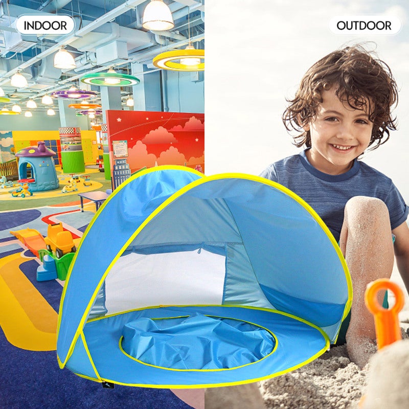 Baby Beach Tent: 190T Polyester Silver-Coated Waterproof Fabric - Uv Protection & Mini Pool Design Baby Pool Tent for Toddler Beach Outdoor Use - Image 5
