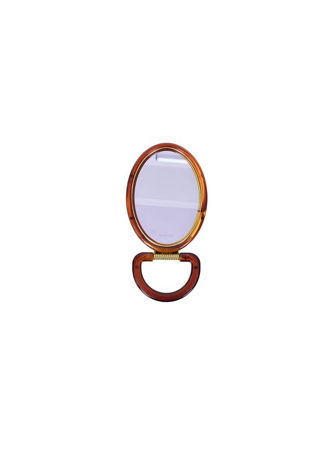 Scarlet Line - Scarlet Line Professional Series Oval Shape Small Size Double Sided Magnifying Makeup Mirror with Handle Stand for Men & Women, 16 x 8.5 x 1 cm - Image 1