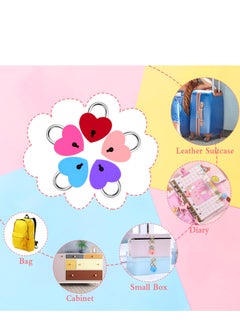 Generic 7 Piece Small Padlock Mini Lock Alloy Heart Shaped Lock with Key Suitcase Lock Lock Locker Decorative Diary Lock Love Decorative Lock for Box Diary Luggage (Multi Color)  - Image 4