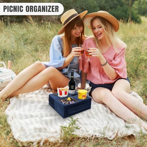 STBoo Couch Cup Holder Pillow - Sofa Drink Cup Holder Cozy Buddy | Bed Caddy Organizer Holds Remote, Snacks, Phones | Waterproof Anti-Spill Sofa Beverage Tray for Car, Pack, Beach, RV, Boat (Navy) - Image 2