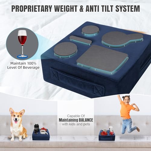 STBoo Couch Cup Holder Pillow - Sofa Drink Cup Holder Cozy Buddy | Bed Caddy Organizer Holds Remote, Snacks, Phones | Waterproof Anti-Spill Sofa Beverage Tray for Car, Pack, Beach, RV, Boat (Navy) - Image 3