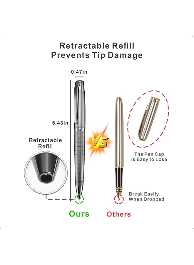 X spring Ballpoint Pens 3 Pack Black Pens Bulk Pens Metal Pen For Journaling Gift Student Business Men Workplace Elite Flight Attendants 1.0 Mm Medium Point Nice Pens - Image 5