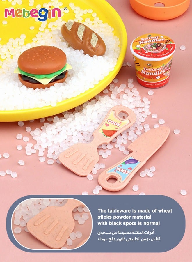 34 Pcs Kitchen Pretend Play Toy Set, Role Play Cookware Indoor DIY Toy Games, Kitchen Accessories Toys Sets With Spray And Light for Boys, Girls, Kids, Children, Blue