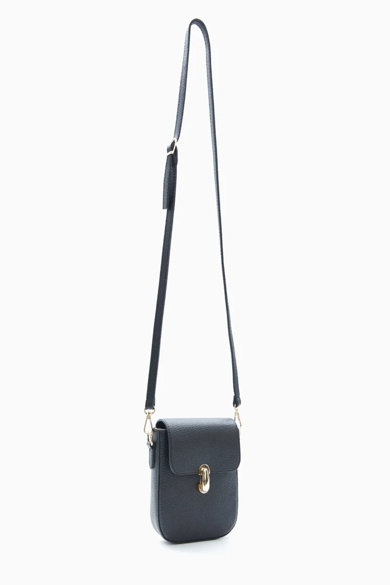 Wecre8 Compact Black Pebbled Crossbody Bag by WECRE8