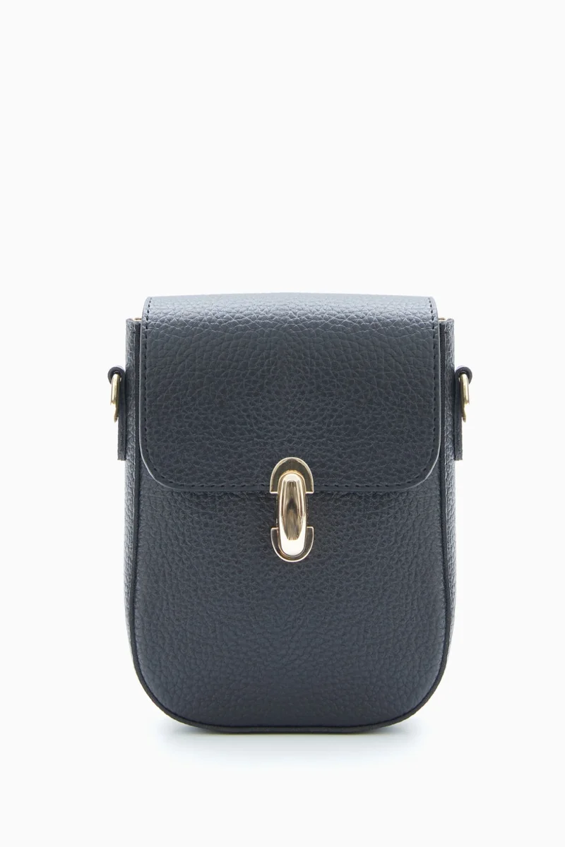 Wecre8 Compact Black Pebbled Crossbody Bag by WECRE8