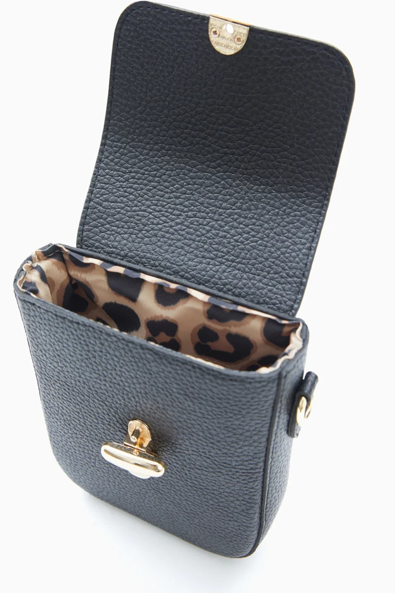 Wecre8 Compact Black Pebbled Crossbody Bag by WECRE8