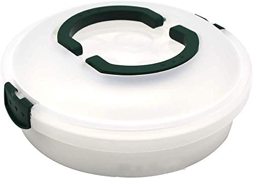 ATRDTO 10 Inch Portable Pie Carrier with Lid and Tray 3In1 Round Cupcake Container Egg Holder Muffin Tart Cookie Keeper Food Green