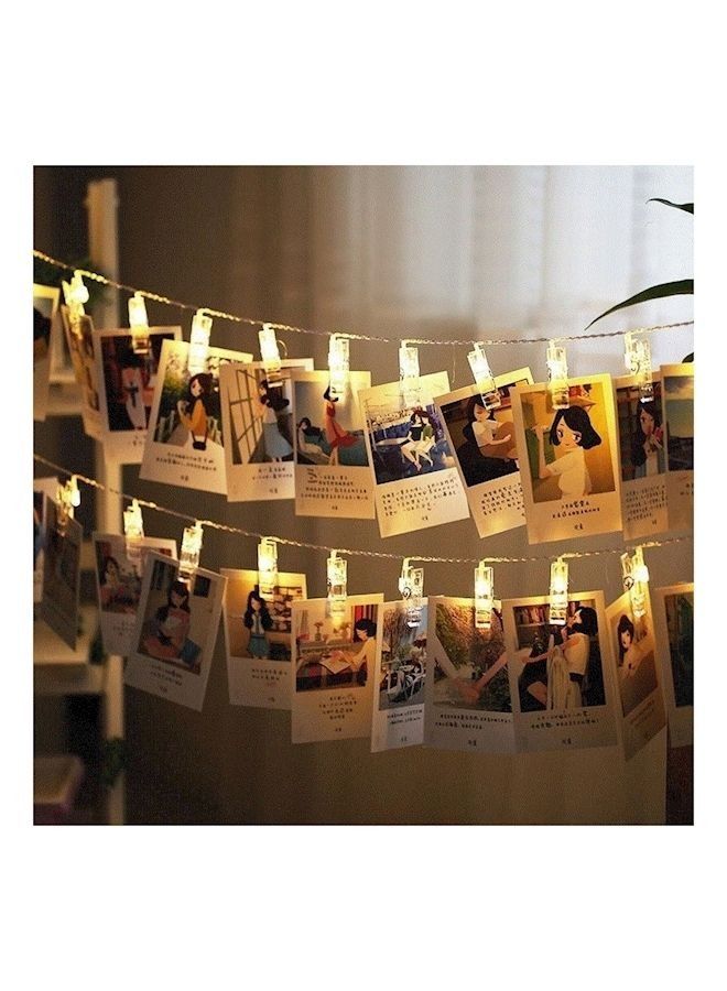 Decorative String Light With 10 Clips For Hanging Photos Yellow 2meter