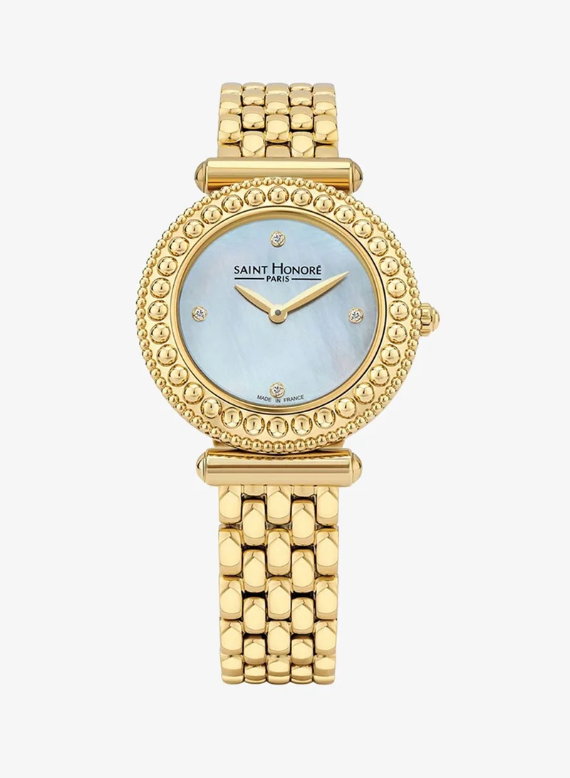 سانت هونور Gala White Dial Gold Stainless Steel Bracelet Analog Watch for Women 29mm