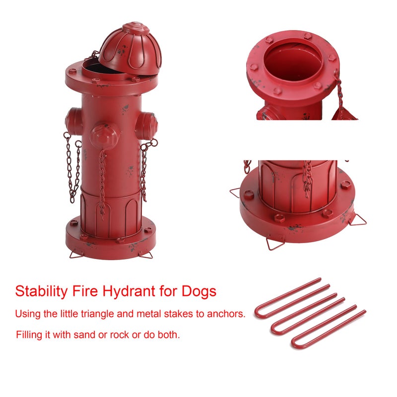 Phaxth 16.5" H Metal Fire Hydrant for Dogs to Pee On, Vintage Dog Fire Hydrant Pee Post for Outdoor Decor - Image 3